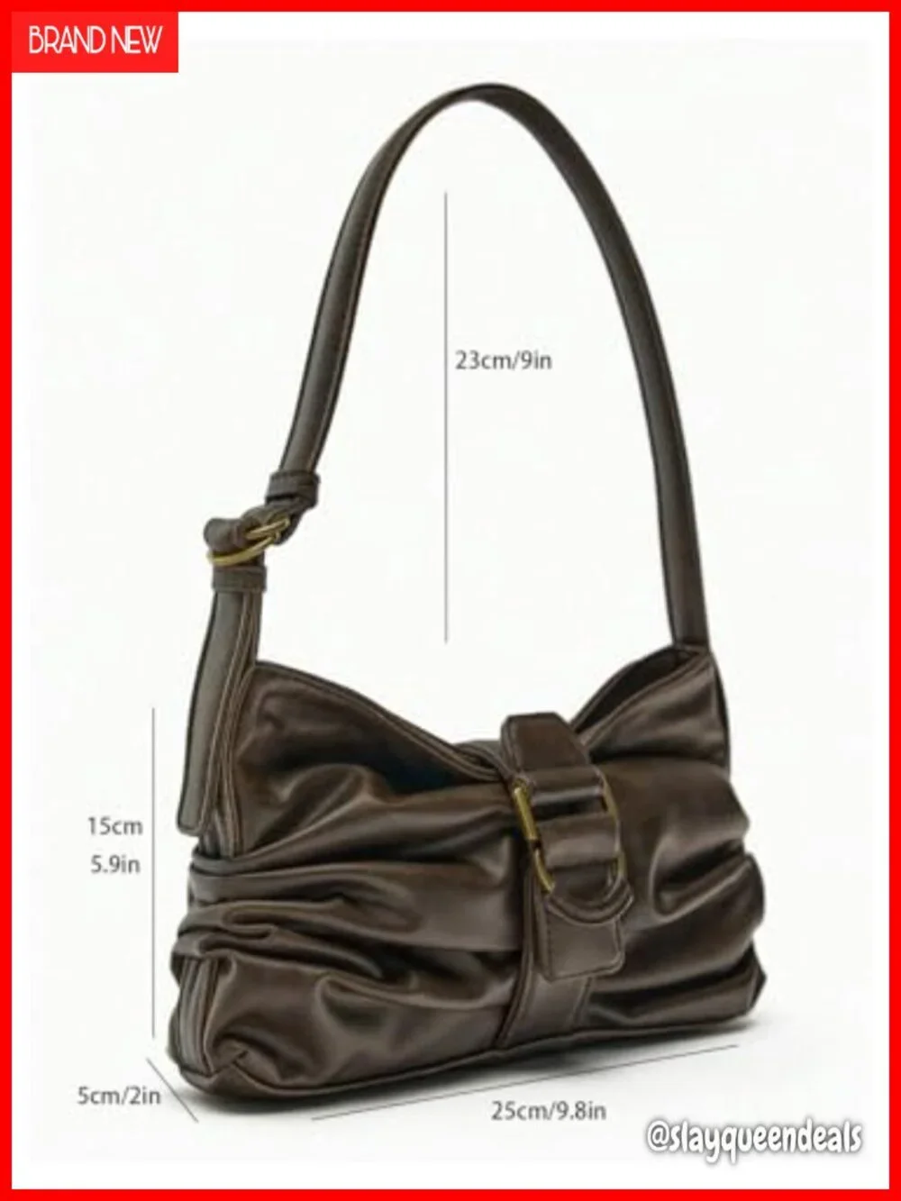 Y2K Vintage Ruched Hobo Faux Leather Shoulder Bag